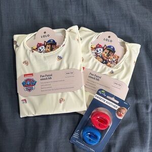 Lalo Paw Patrol Cream Smock Bib – Pack of 2 and paci